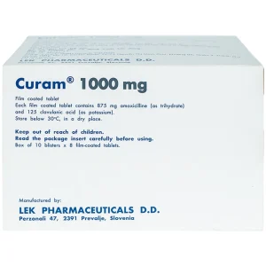 Thuốc Curam 1000mg Sandoz điều trị nhiễm khuẩn (10 vỉ x 8 viên)