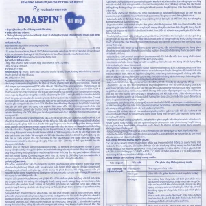 Thuốc Doaspin 81mg Domesco dự phòng huyết khối tim mạch và mạch não (100 viên)