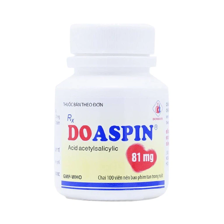 Thuốc Doaspin 81mg Domesco dự phòng huyết khối tim mạch và mạch não (100 viên)