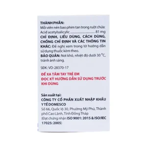 Thuốc Doaspin 81mg Domesco dự phòng huyết khối tim mạch và mạch não (100 viên)