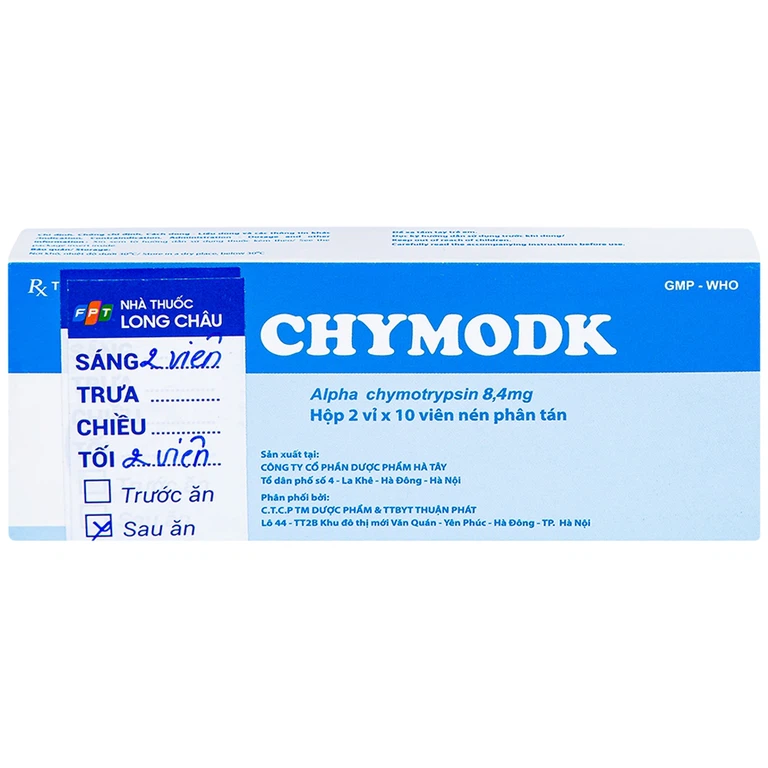 Thuốc Chymodk 8.4mg Hataphar điều trị phù nề sau chấn thương, phẫu thuật, bỏng (2 vỉ x 10 viên)