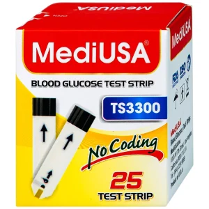 Que thử đường huyết MediUSA TS3300 dùng cho máy đo đương huyết GM3300 kiểm tra nồng độ đường trong máu (25 cái)