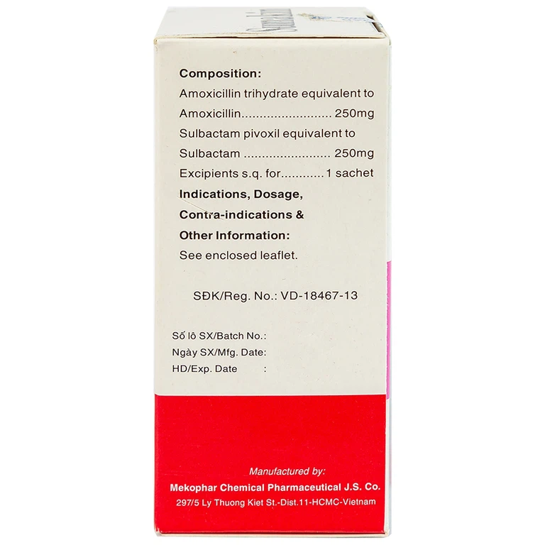 Bột uống Sumakin Mekophar điều trị nhiễm khuẩn miệng và đường hô hấp (12 gói x 1.5g)