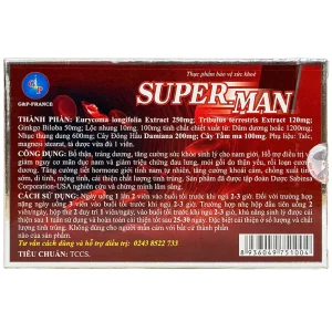 Viên uống Super Man G&P France bổ thận, tráng dương, tăng cường sinh lý ở nam giới (1 vỉ x 10 viên)