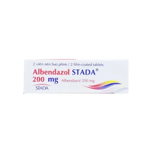 Thuốc Albendazol Stada 200mg điều trị nhiễm một hoặc nhiều loại ký sinh trùng đường ruột (1 vỉ x 2 viên)