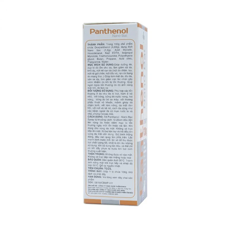 Xịt Panthenol Nano Bạc Spray Bimex dưỡng da, duy trì độ ẩm cho da (130g)