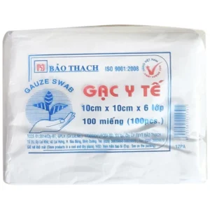 Gạc y tế 10cm x 10cm x 6 lớp Bảo Thạch làm sạch các vết thương nhỏ, thấm máu và dịch tiết (100 miếng)
