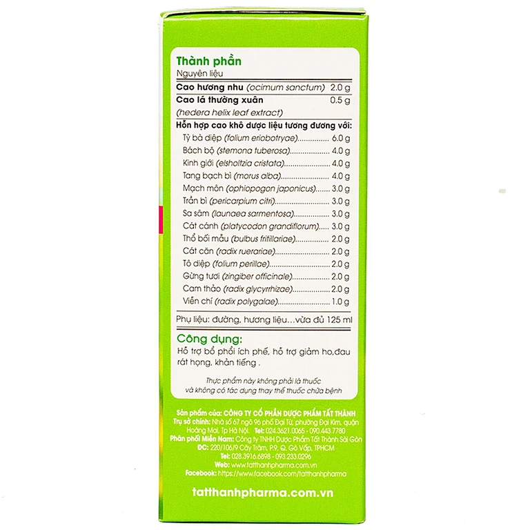 Siro bổ phế Bối Mẫu Forte Mom And Baby Tất Thành hỗ trợ bổ phổi ích phế, giảm ho (125ml)