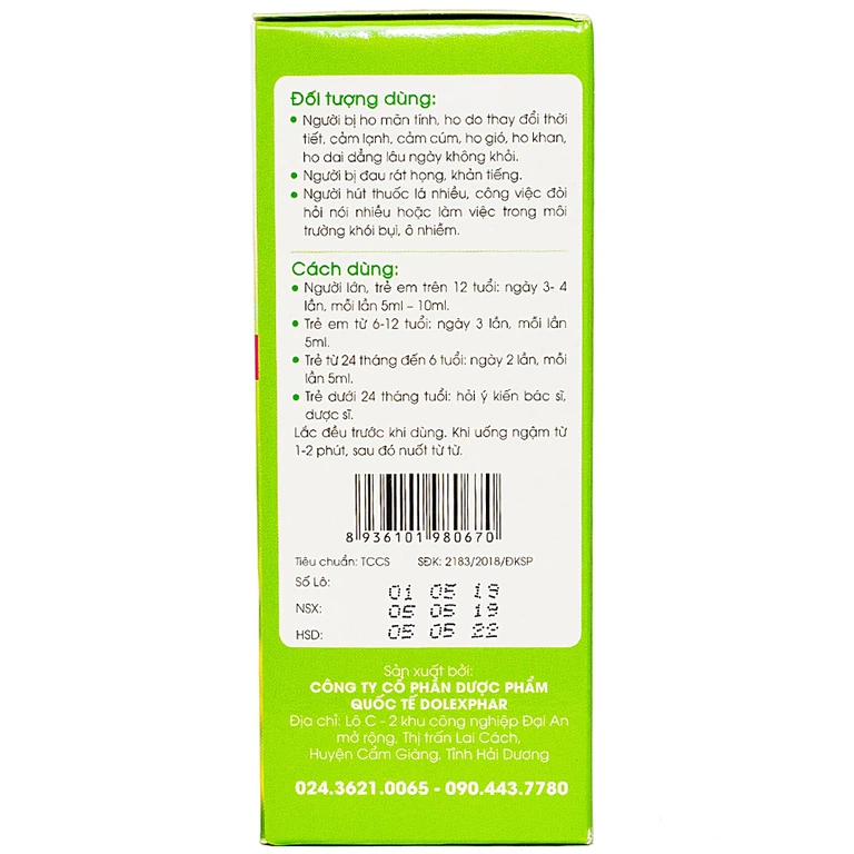 Siro bổ phế Bối Mẫu Forte Mom And Baby Tất Thành hỗ trợ bổ phổi ích phế, giảm ho (125ml)