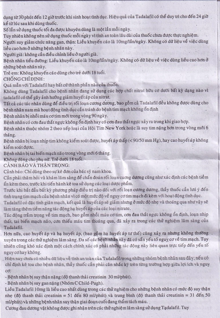 Thuốc Tadachem-20 Aurochem điều trị rối loạn cương dương (2 vỉ x 2 viên)