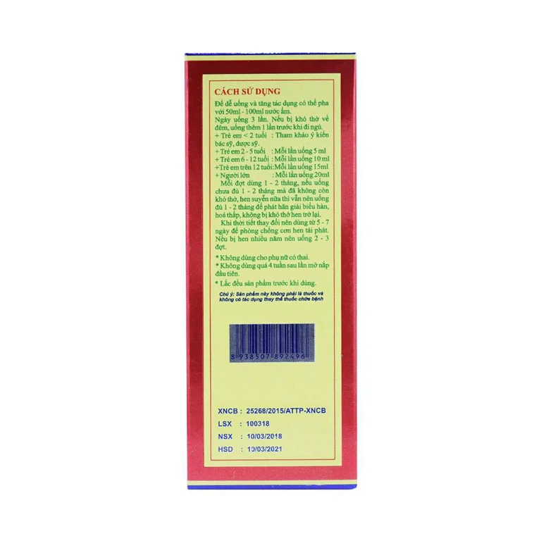 Siro PQA dùng cho người hen suyễn (125ml)