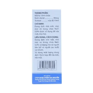 Thuốc nhỏ mắt, nhỏ mũi Natri Clorid 0.9% Gia Nguyễn dùng để rửa mắt, mũi (10ml)