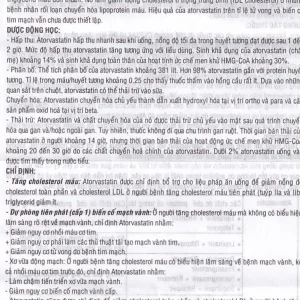 Thuốc Atorvastatin 20mg TV.Pharm điều trị tăng cholesterol máu, dự phòng tiên phát biến cố mạch vành (3 vỉ x 10 viên)