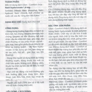 Dung dịch nhỏ mắt Gilan Comfort Solopharm 0.4ml điều trị khô mắt, hội chứng Stevens Johnson (30 ống)