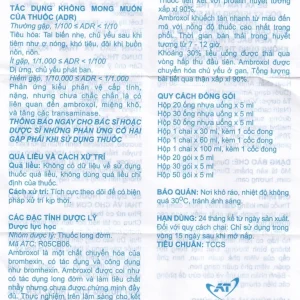 Dung dịch uống A.T Ambroxol 30mg An Thiên làm loãng nhầy trong bệnh viêm phế quản, hen phế quản (30 ống x 5ml)