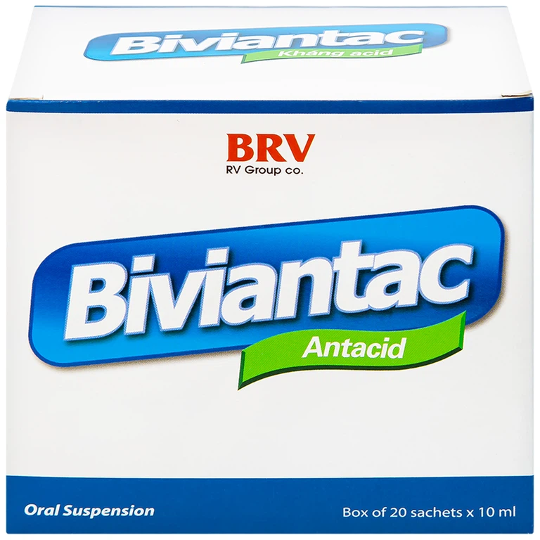 Hỗn dịch uống Biviantac BRV điều trị triệu chứng ăn không tiêu, đầy hơi (20 gói x 10 ml)