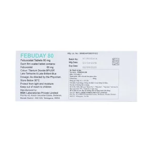 Thuốc Febuday 80 MSN điều trị tăng acid uric huyết (3 vỉ x 10 viên)