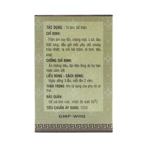 Thuốc Lục Vị Nang Vạn Xuân thận âm suy tổn, chóng mặt, ù tai (10 vỉ x 10 viên)