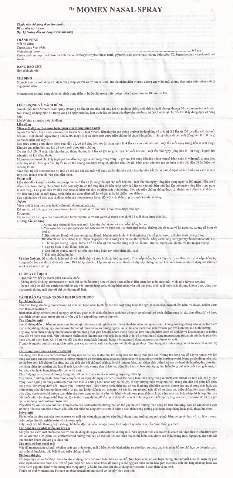 Hỗn dịch xịt mũi Momex Nasal Spray Hanlim điều trị viêm mũi theo mùa (18ml)