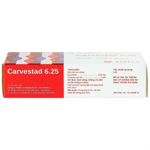 Thuốc Carvestad 6.25 Stella điều trị tăng huyết áp, đau thắt ngực (3 vỉ x 10 viên)