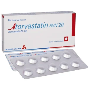 Thuốc Atorvastatin RVN 20 Roussel giảm cholesterol toàn phần (3 vỉ x 10 viên)