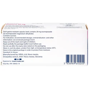 Thuốc Emanera 20mg KRKA điều trị trào ngược dạ dày thực quản (4 vỉ x 7 viên)