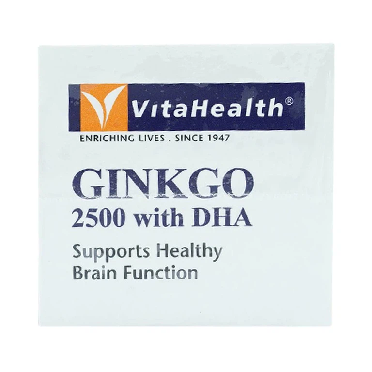 Viên uống Ginkgo 2500 With DHA VitaHealth hỗ trợ chức năng não bộ, tăng cường khả năng ghi nhớ (60 viên)