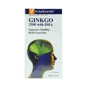 Viên uống Ginkgo 2500 With DHA VitaHealth hỗ trợ chức năng não bộ, tăng cường khả năng ghi nhớ (60 viên)