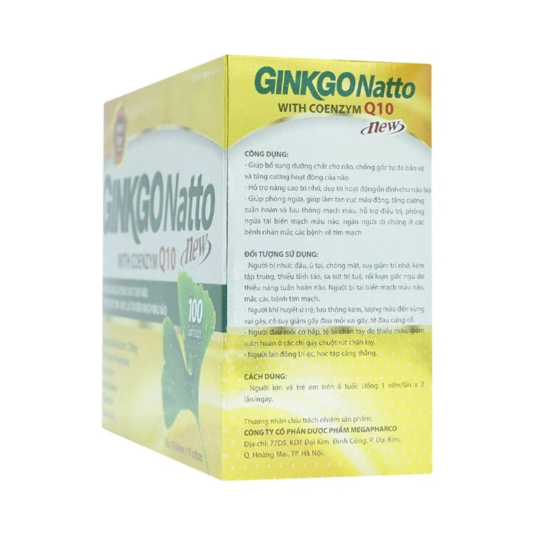 Viên uống Ginkgo Natto With Coenzym Q10 New USA bổ sung dưỡng chất cho não (10 vỉ x 10 viên)