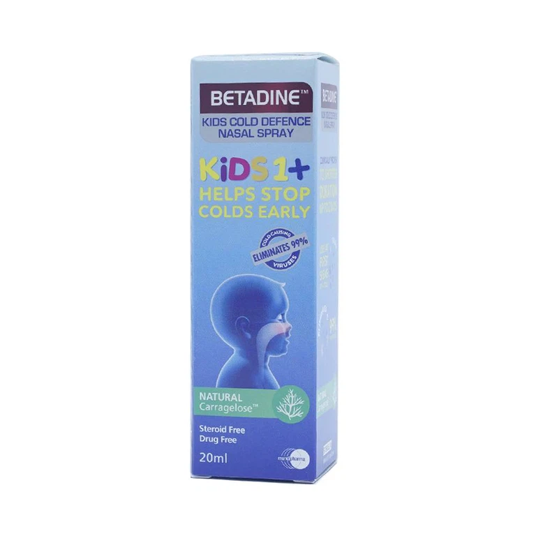 Xịt mũi Betadine Cold Defense Nasal Spray Kids 1+ 20ml dùng cho cảm cúm trẻ em