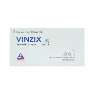 Dung dịch Vinzix 20mg/2ml Vinphaco điều trị phù trong suy tim sung huyết (10 vỉ x 5 ống x 2ml)