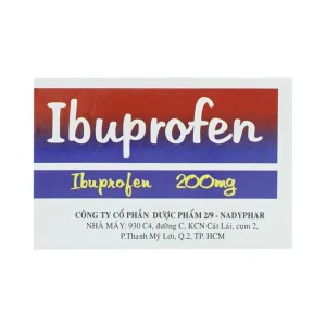 Thuốc Ibuprofen 200 Nadyphar giảm đau, kháng viêm thống kinh, nhức đầu, đau răng, viêm khớp (10 vỉ x 10 viên)