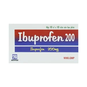Thuốc Ibuprofen 200 Nadyphar giảm đau, kháng viêm thống kinh, nhức đầu, đau răng, viêm khớp (10 vỉ x 10 viên)