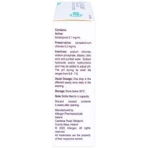 Thuốc nhỏ mắt Lumigan 0.01% Allergan giảm tăng áp suất nội nhãn (3ml)