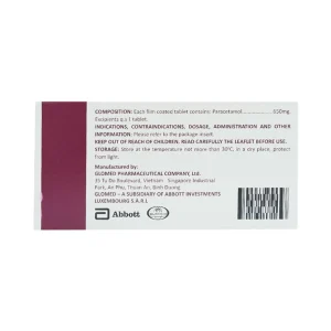 Thuốc Glotadol 650 Abbott hỗ trợ hạ sốt và giảm đau (10 vỉ x 10 viên)