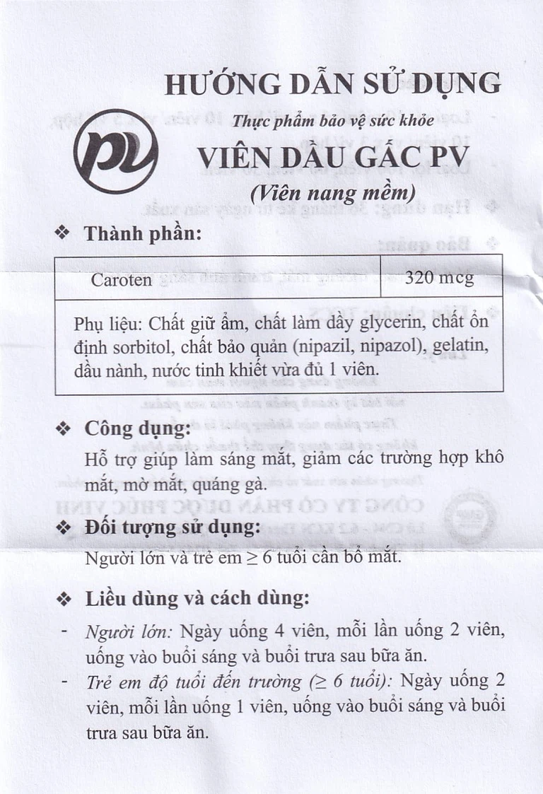 Viên Dầu Gấc PV hỗ trợ giúp làm sáng mắt, giảm khô mắt, mờ mắt, quáng gà (100 viên)