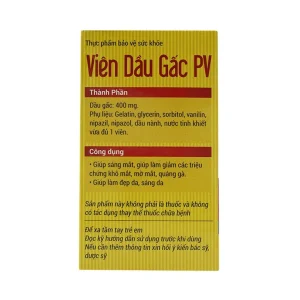 Viên Dầu Gấc PV hỗ trợ giúp làm sáng mắt, giảm khô mắt, mờ mắt, quáng gà (100 viên)
