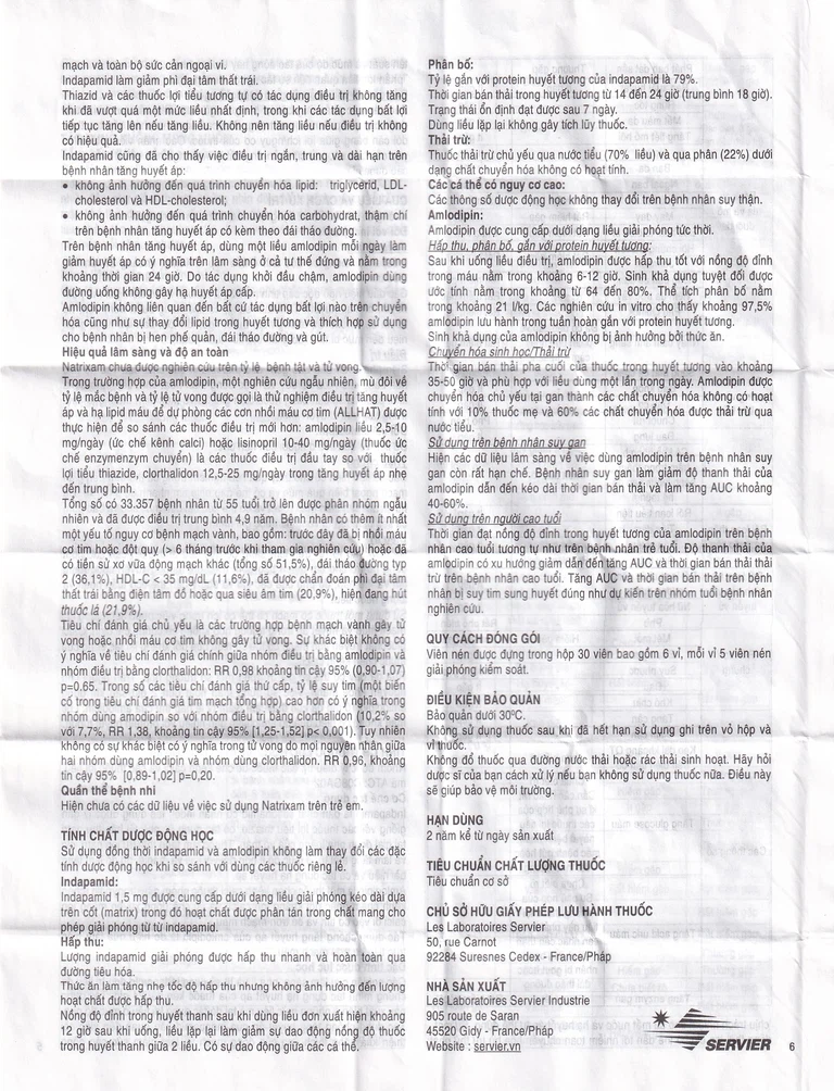 Thuốc Natrixam 1.5mg/5mg LES điều trị tăng huyết áp (30 viên)