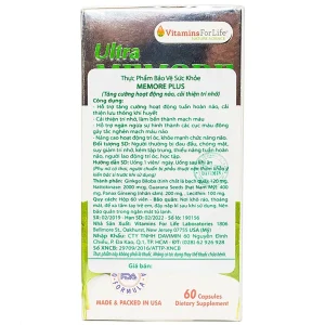 Viên uống Ultra Memore Plus Vitamins For Life hỗ trợ tăng cường hoạt động tuần hoàn não (60 viên)