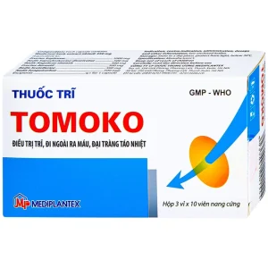 Thuốc Tomoko Mediplantex điều trị trĩ, đi ngoài ra máu, đại tràng táo nhiệt (3 vỉ x 10 viên)