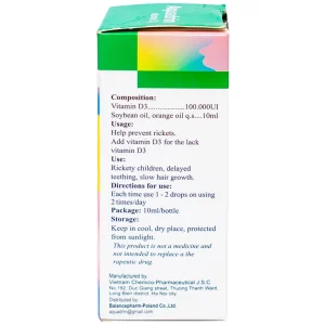 Dung dịch Aquadrin Balancepharm bổ sung Vitamin D3, ngăn ngừa còi xương, chậm lớn (10ml)