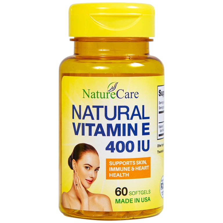 Thực phẩm bảo vệ sức khỏe Natural Vitamin E 400 IU giúp cải thiện sức khỏe da và phục hồi da (60 viên)