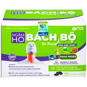 Viên ngậm ho Bách Bộ Mom And Baby Tất Thành hỗ trợ giảm rát họng, ngứa cổ, khản tiếng (26 vỉ x 4 viên)
