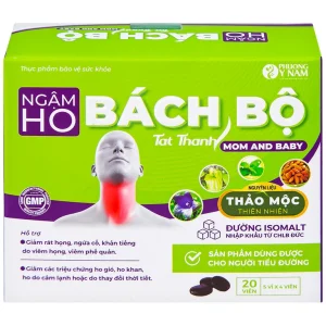 Viên ngậm ho Bách Bộ Mom And Baby Tất Thành hỗ trợ giảm rát họng, ngứa cổ, khản tiếng (5 vỉ x 4 viên)