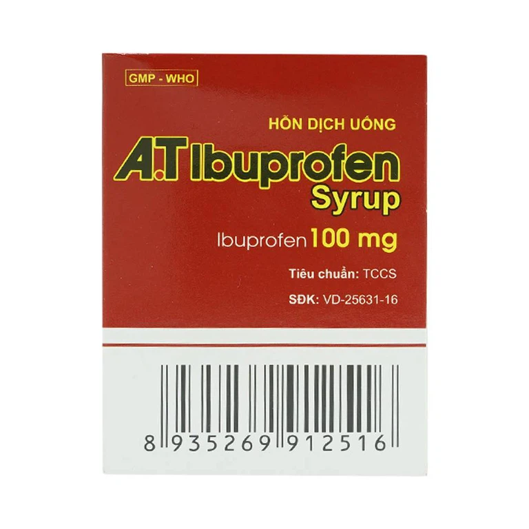Siro A.T Ibuprofen 100mg An Thiên giảm đau, kháng viêm, hạ sốt (30 ống x 5ml)