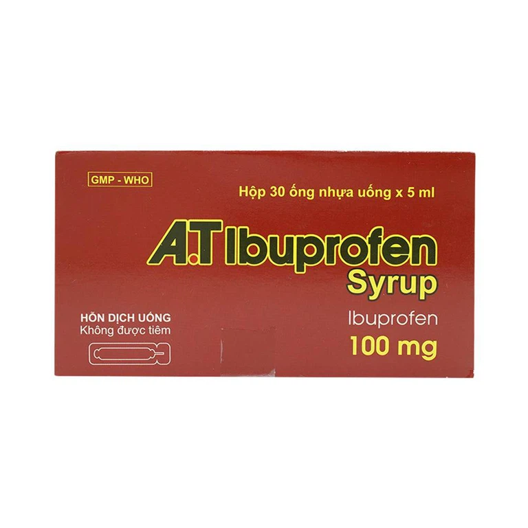 Siro A.T Ibuprofen 100mg An Thiên giảm đau, kháng viêm, hạ sốt (30 ống x 5ml)