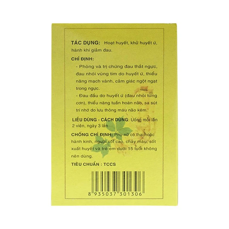 Thuốc Đan Sâm - Tam Thất phòng và trị chứng đau thắt ngực, đau nhói vùng tim do huyết ứ (40 viên)