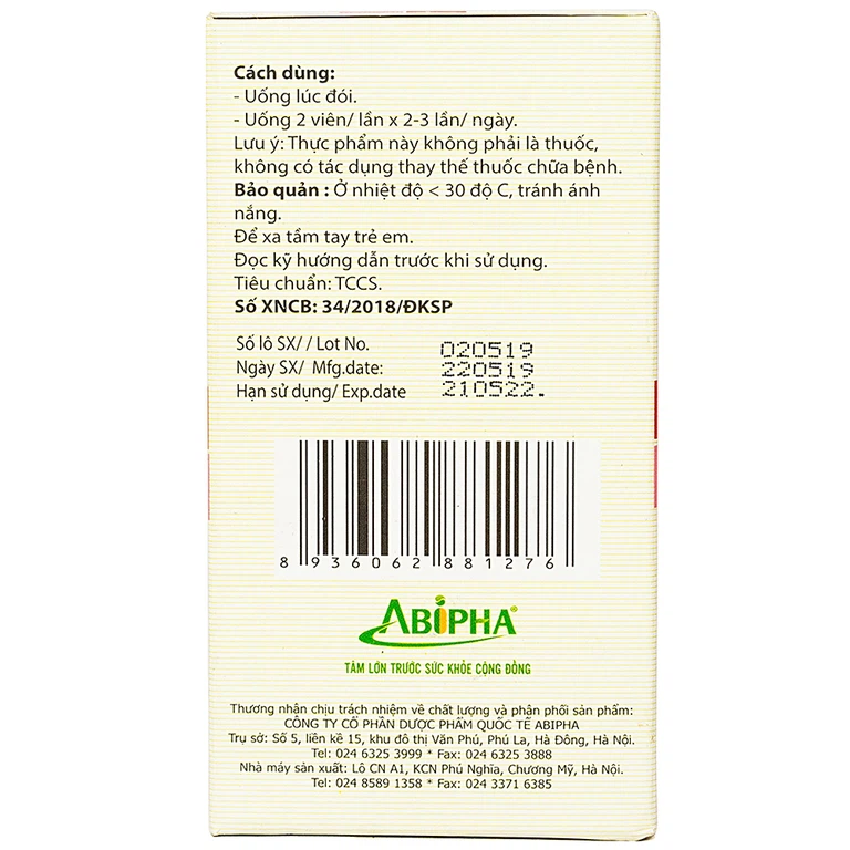 Viên uống Trinh Nữ Hoàng Cung Abipha hỗ trợ giảm các triệu chứng u xơ tử cung (60 viên)