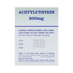 Thuốc Acetylcystein 200mg Vidipha tiêu nhầy trong bệnh viêm phế quản, bệnh nhầy nhớt (20 vỉ x 10 viên)