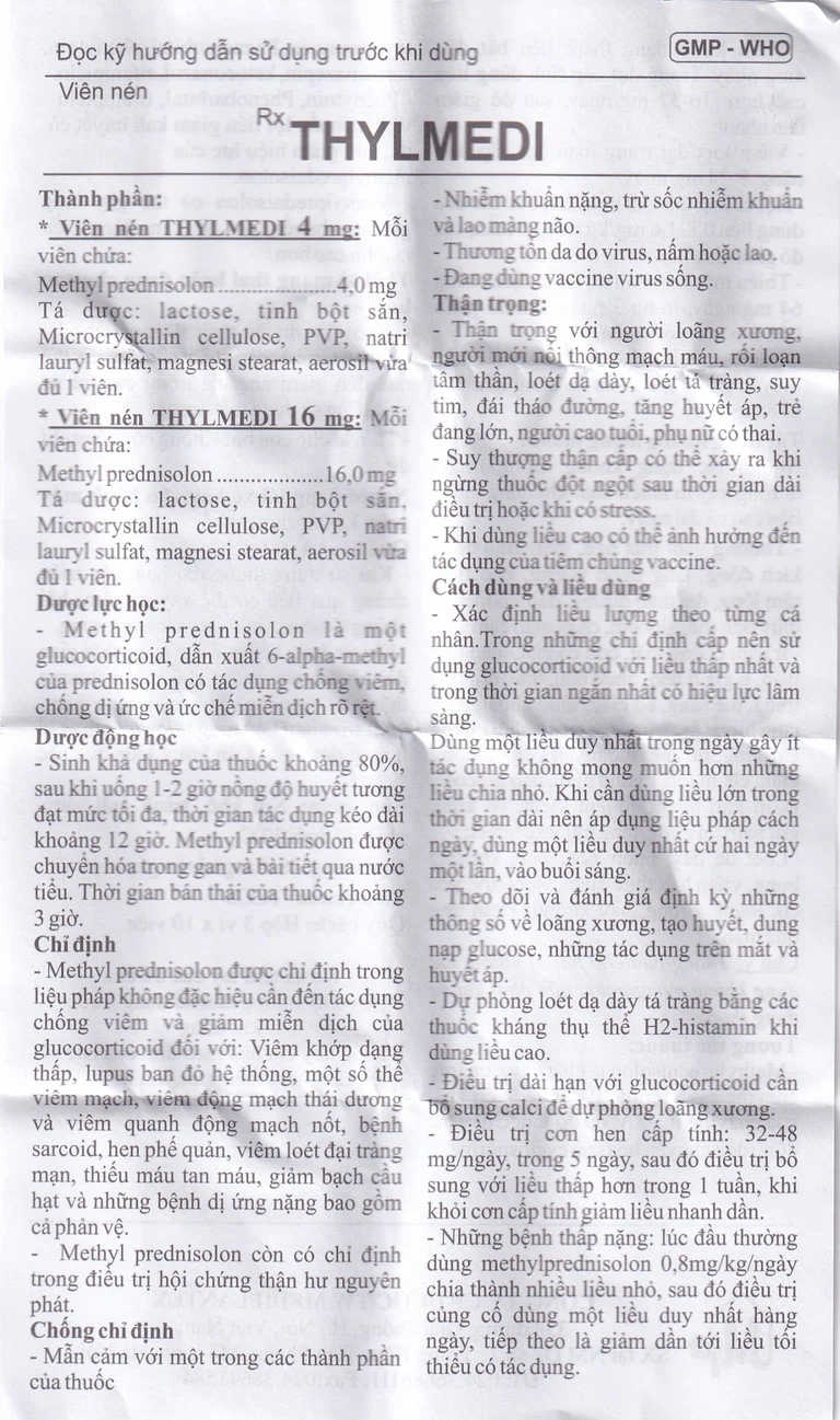 Thuốc Thylmedi 16mg Mediplantex kháng viêm, chống dị ứng (3 vỉ x 10 viên)